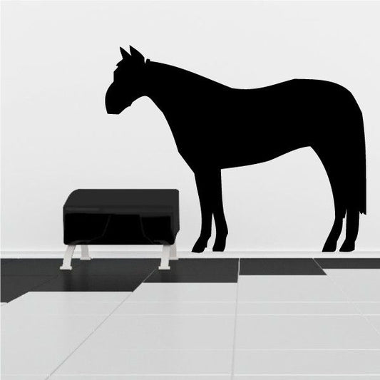 Standing horse decal silhouette in dark black