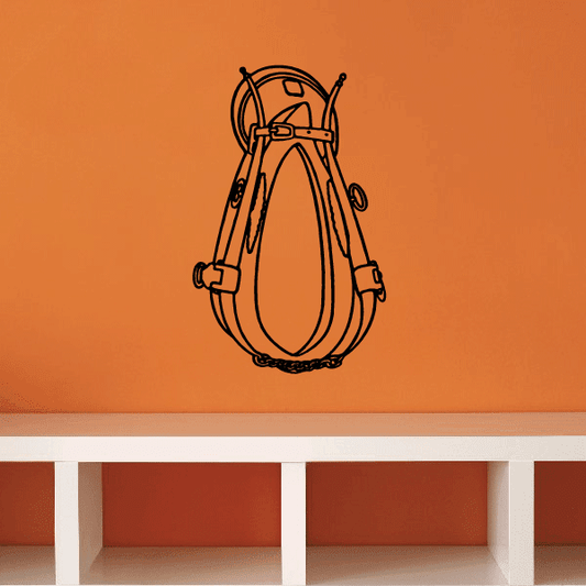 Horse stirrup wall decal with orange outlined horse figure