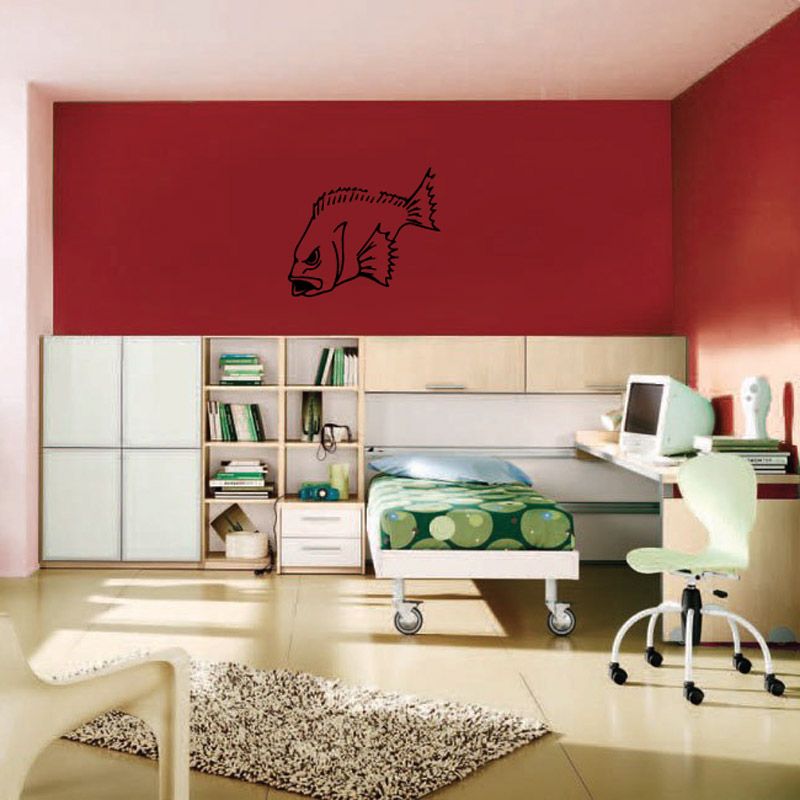 Rock bass fish wall decal in black, outlined design