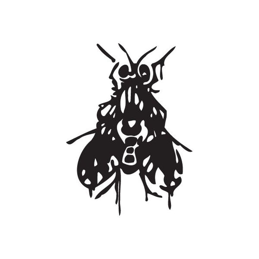 Graffiti-style black fly wall decal with dripping ink details