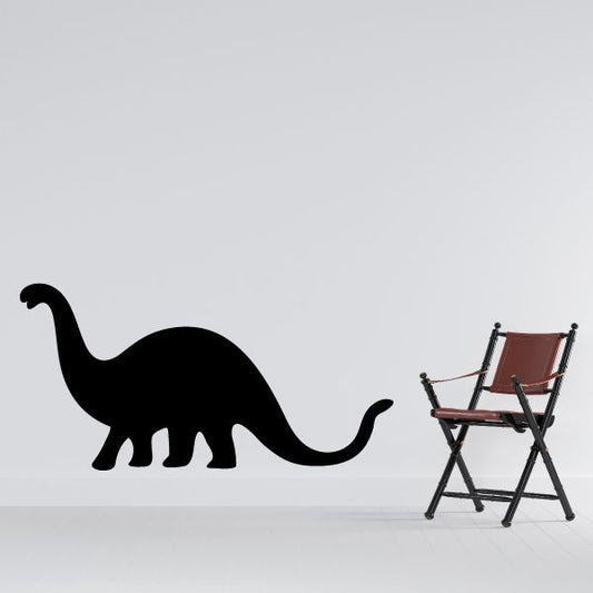 Brontosaurus wall decal, black dinosaur silhouette with long neck and tail