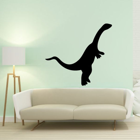 Iguanadon dinosaur wall decal silhouette, black, with open stance and tail