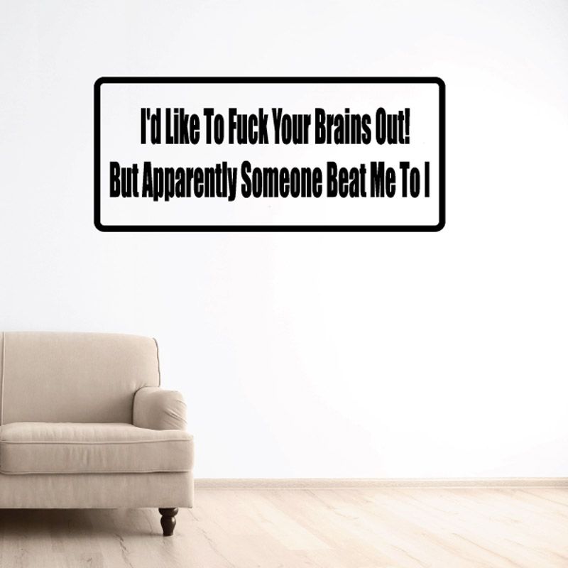 Black rectangular wall decal with bold white text and thick black border