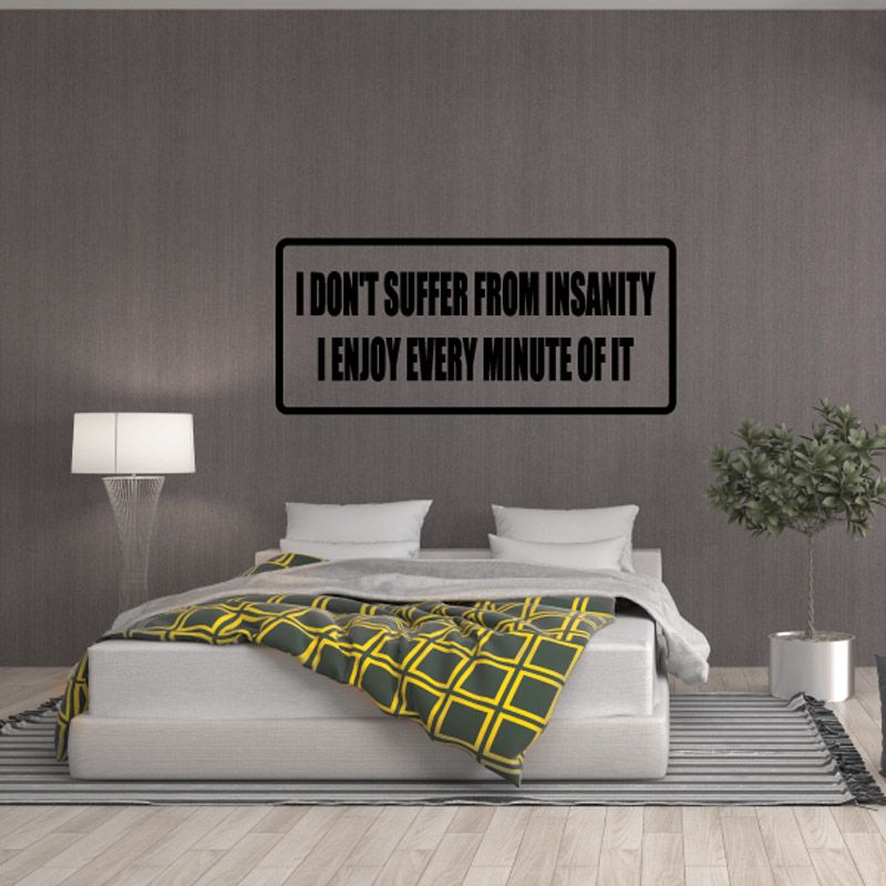Vinyl wall decal with bold quote text in black inside a bordered white rectangle