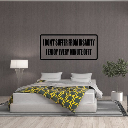 Vinyl wall decal with bold quote text in black inside a bordered white rectangle