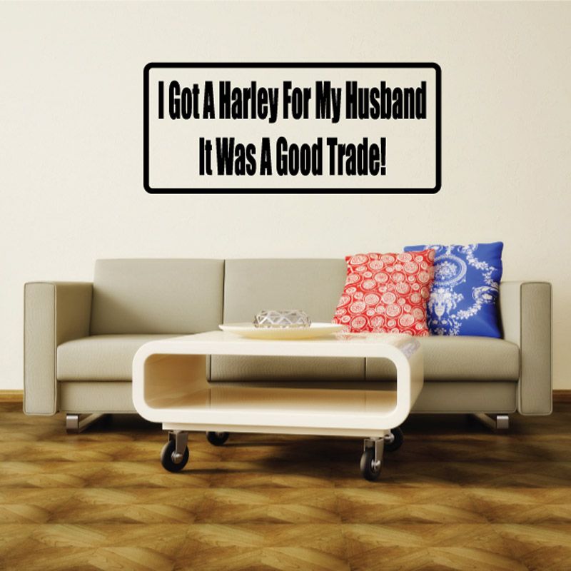 Rectangular Harley quote wall decal with bold black text