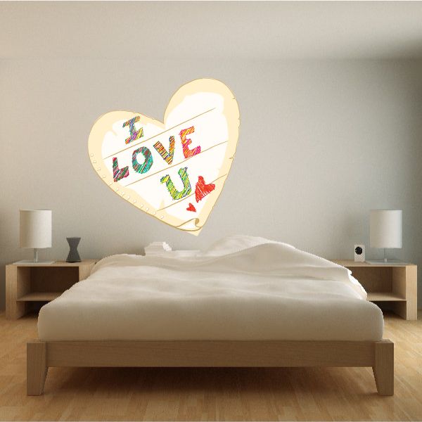 Heart note sticker with 'LOVE U' text for kids, Valentine’s Day theme