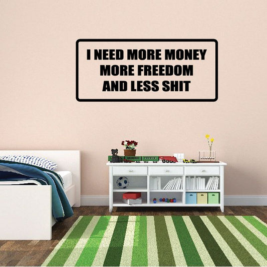 Rectangular wall decal with black border and bold uppercase quote text