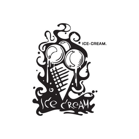 Ice cream graffiti decal: black outline cone with drips, “ICE-CREAM” text