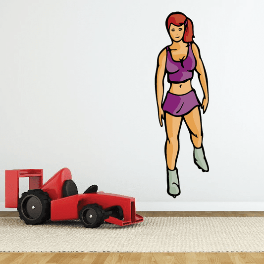 Image of Ice Skating Wall Decal - Vinyl Sticker - Car Sticker - Die Cut Sticker - CDScolor0065