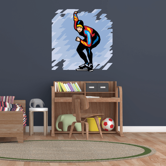 Image of Ice Skating Wall Decal - Vinyl Sticker - Car Sticker - Die Cut Sticker - SMcolor021