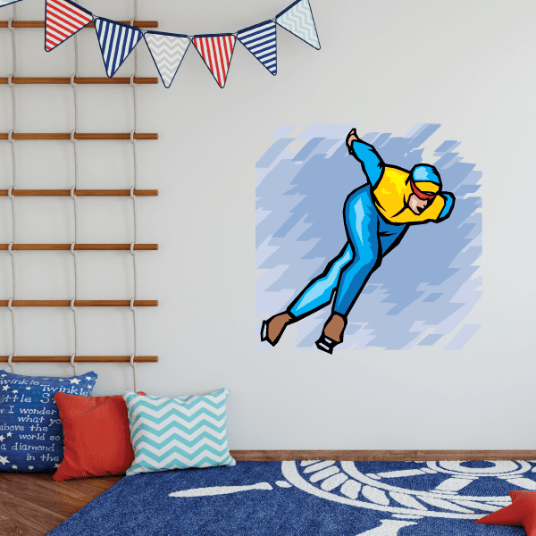 Image of Ice Skating Wall Decal - Vinyl Sticker - Car Sticker - Die Cut Sticker - SMcolor024