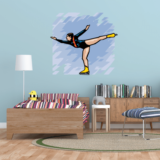 Image of Ice Skating Wall Decal - Vinyl Sticker - Car Sticker - Die Cut Sticker - SMcolor027