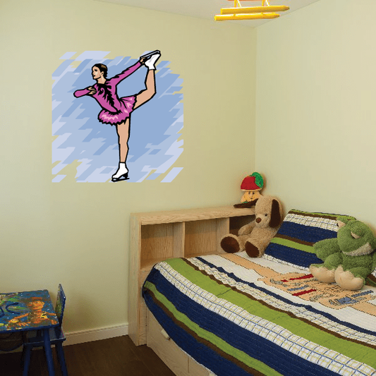 Image of Ice Skating Wall Decal - Vinyl Sticker - Car Sticker - Die Cut Sticker - SMcolor030