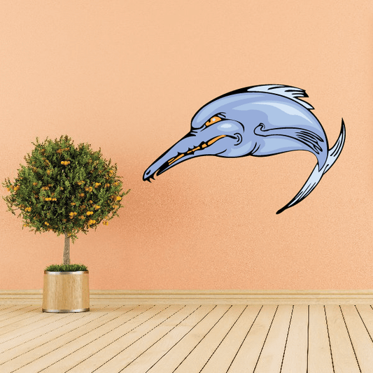 Ichthyosaurus decal showing a blue prehistoric fish-reptile head with detailed markings