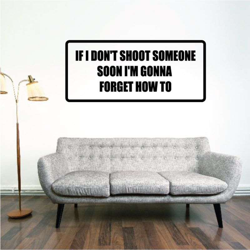 Wall decal with black border and bold uppercase quote on white background