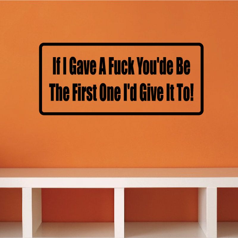 Vinyl wall decal with bold black quote inside black rounded rectangle border