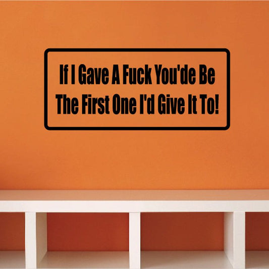 Vinyl wall decal with bold black quote inside black rounded rectangle border