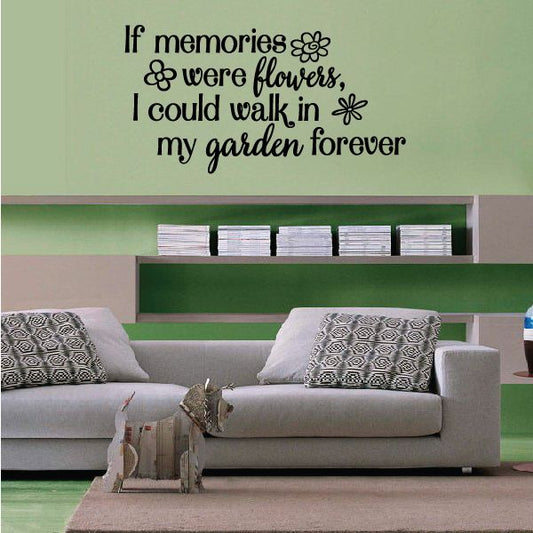 Wall decal with quote 'If memories were flowers' and flower doodles