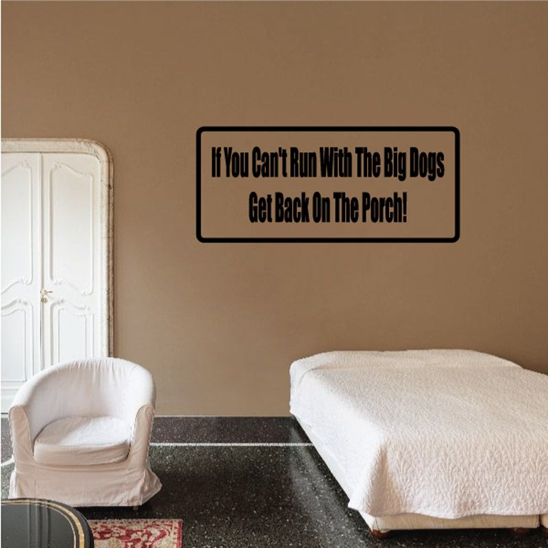 Wall decal with bold black border and quote text