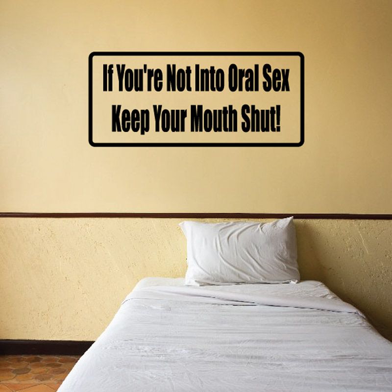 Wall decal with bold black warning text: “Keep Your Mouth Shut!”