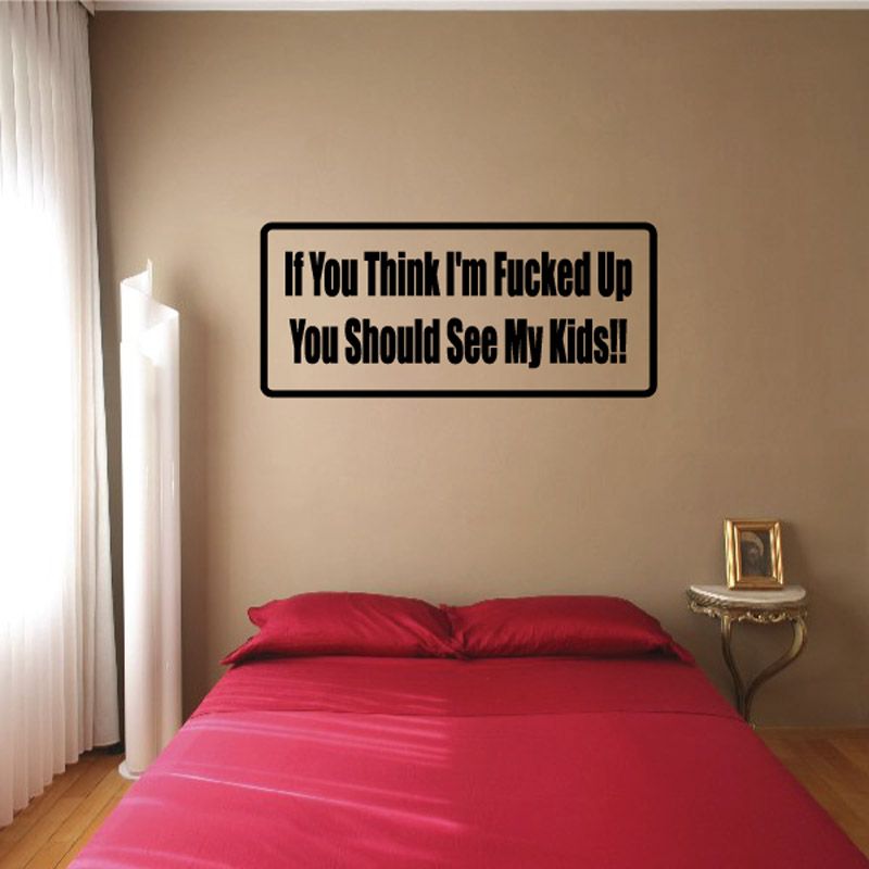 Wall decal with bold quote text in black border and white background