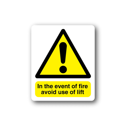 Image of In The Event Of Fire Avoid Use of Lift Sticker