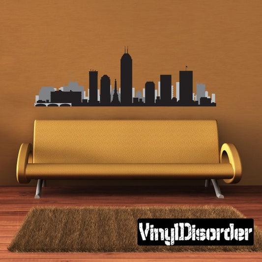 Indianapolis Indiana skyline decal, dark city silhouette with light building accents