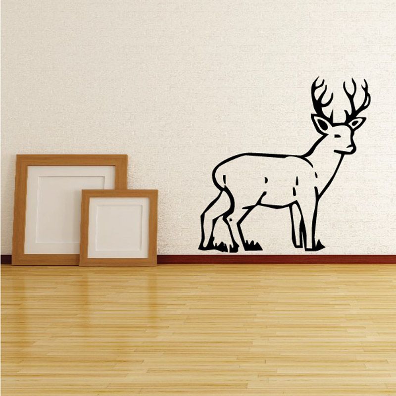 Innocent deer decal: black deer silhouette with antlers