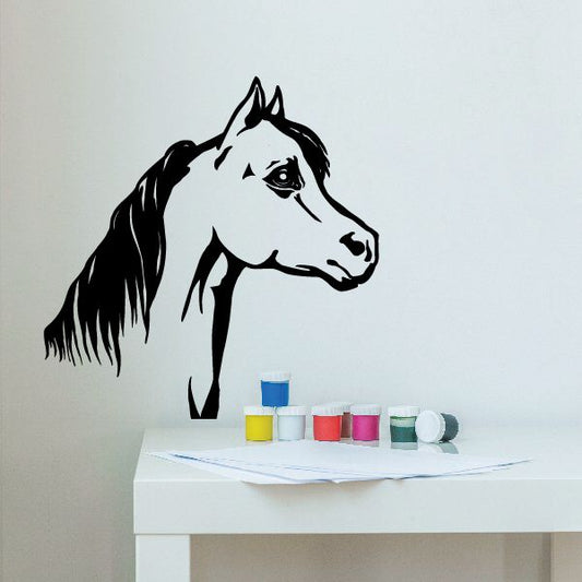 Horse head decal, black and white