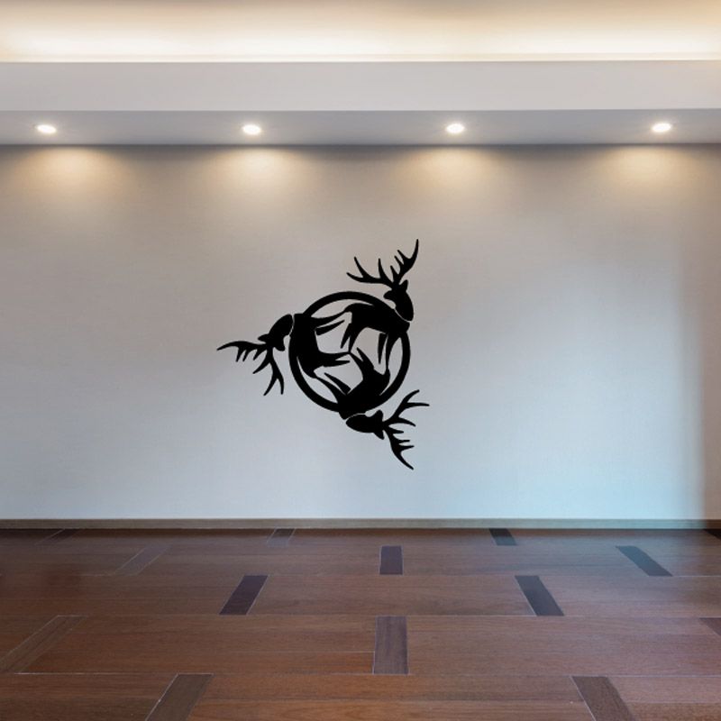 Deer and elk interlocking vinyl decal, black silhouette