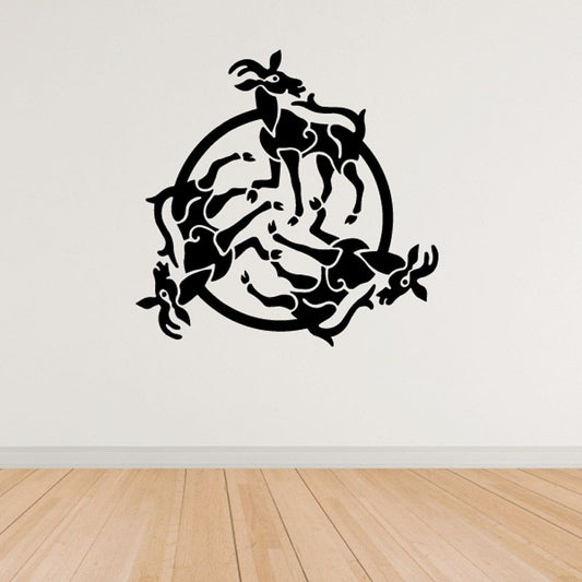 Goat pattern decal with interlocking design inside a circular outline