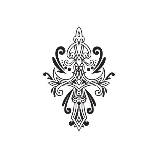 Image of intricate Art Deco Cross Decal