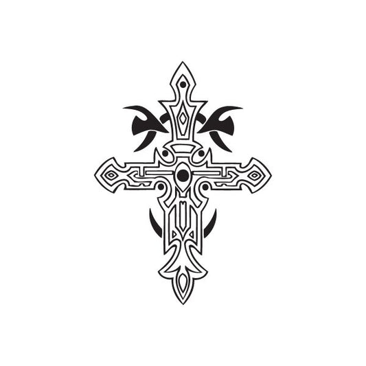 Image of Intricate Cross with Tribal Designs Decal