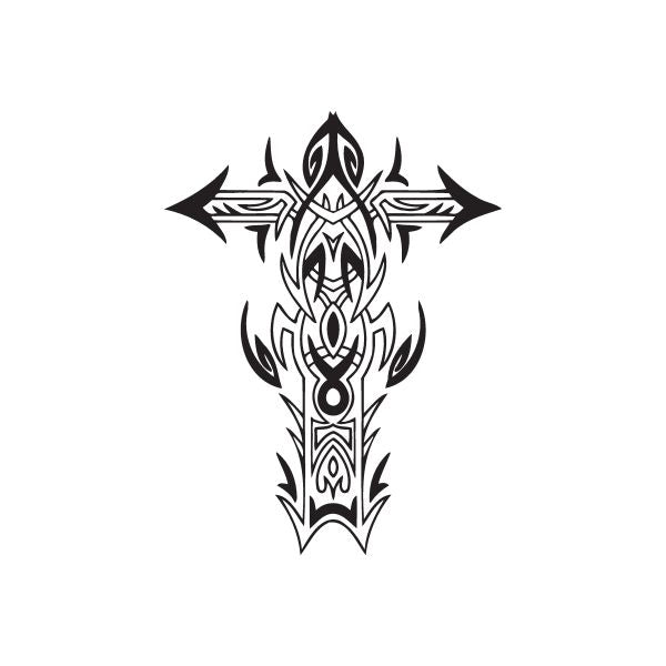 Image of Intricate Spiked Tribal Cross Decal