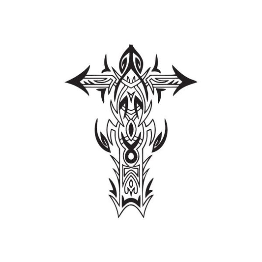 Image of Intricate Spiked Tribal Cross Decal
