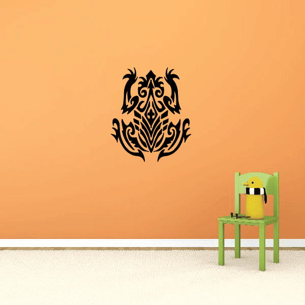 Black tribal frog decal with ornate tribal pattern