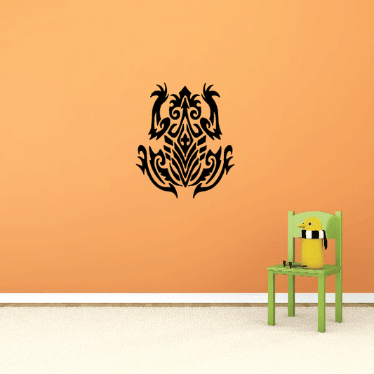 Black tribal frog decal with ornate tribal pattern