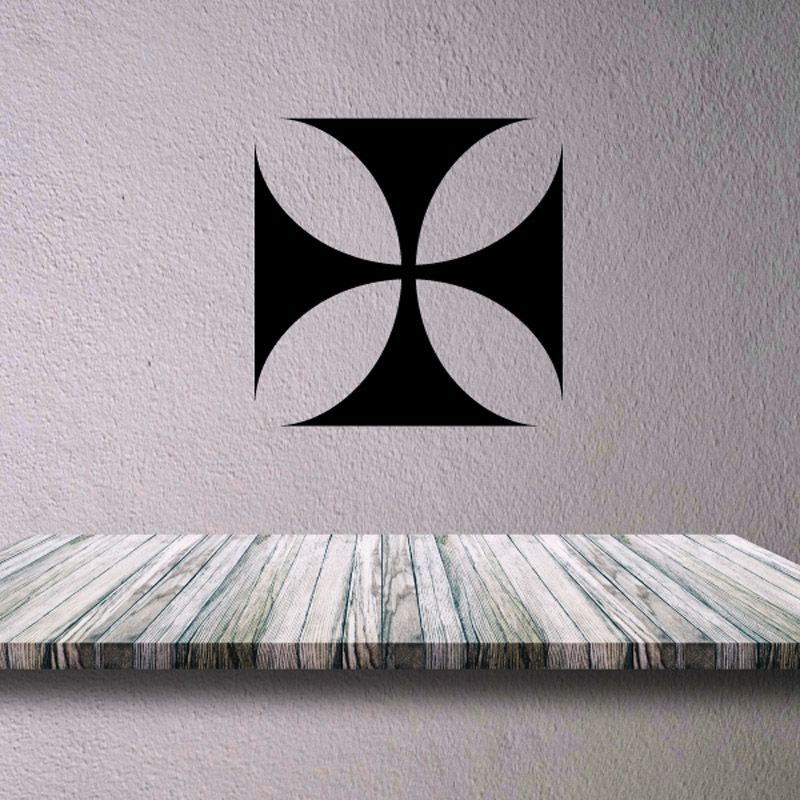Iron cross wall decal: black vinyl symbol in a square