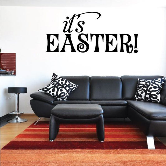 Black wall decal with “It’s EASTER!” typography lettering