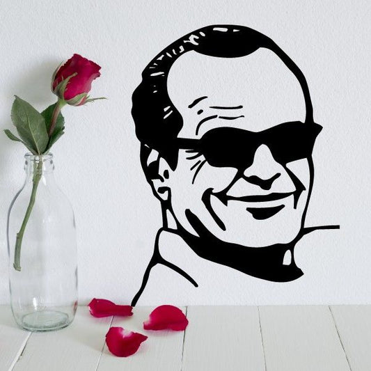 Black-and-white Jack Nicholson face decal with wide smile