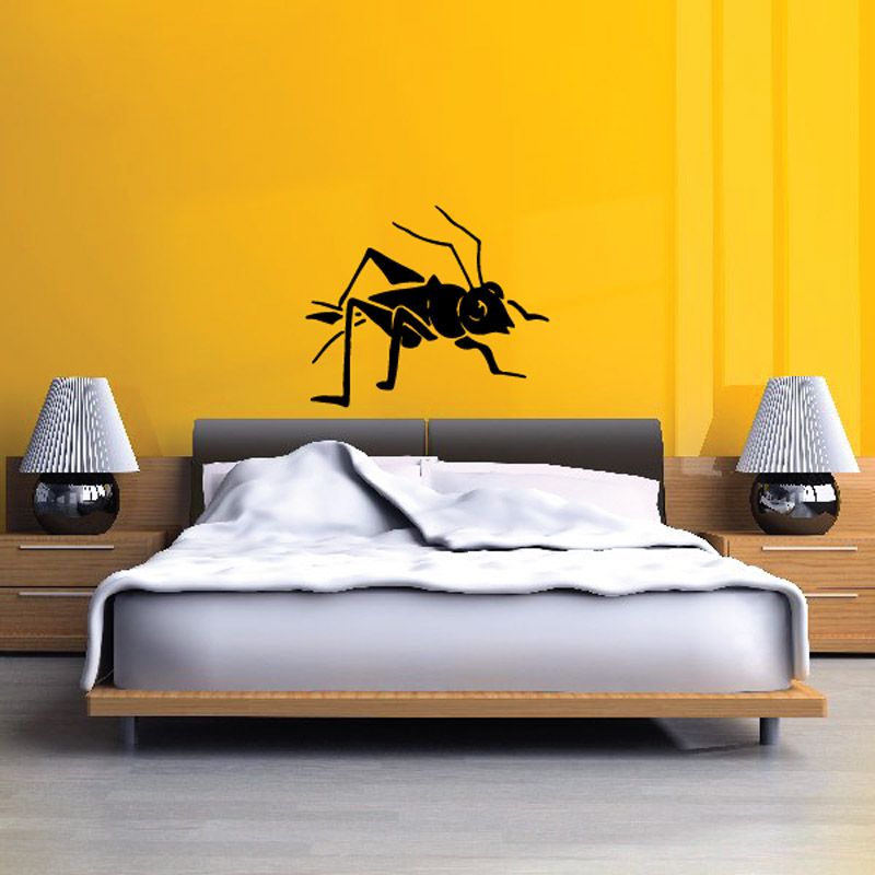 Cricket wall decal with bold black graphic insect shape and legs