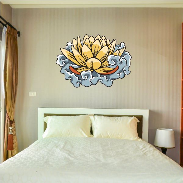 Image of Japanese Floral Lilly Pad Wall Decal - Vinyl Car Sticker - Uscolor002