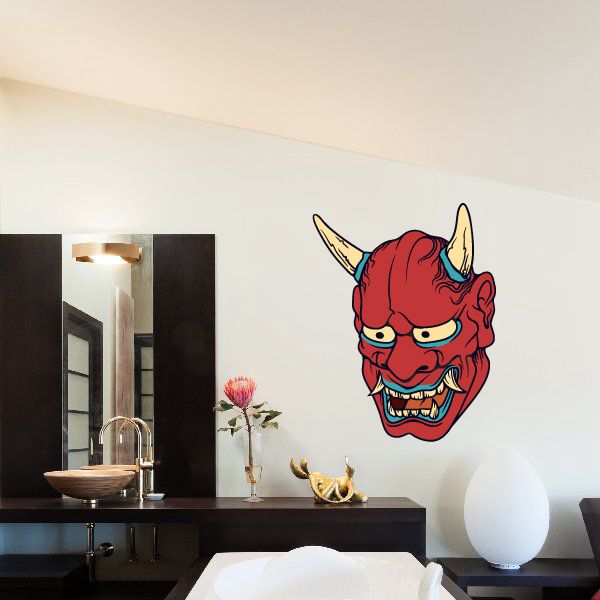 Image of Japanese Noh Mask Wall Decal - Vinyl Car Sticker - Uscolor009