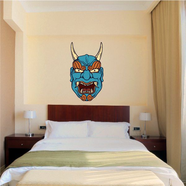 Image of Japanese Noh Mask Wall Decal - Vinyl Car Sticker - Uscolor011