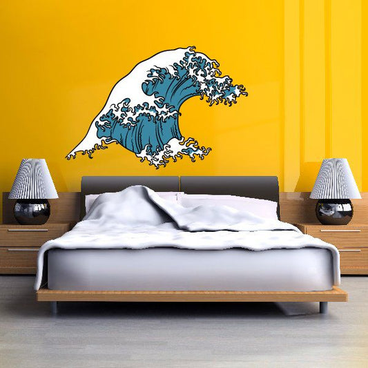 Image of Japanese Symbol Tsunami Wave Wall Decal - Vinyl Car Sticker - Uscolor012