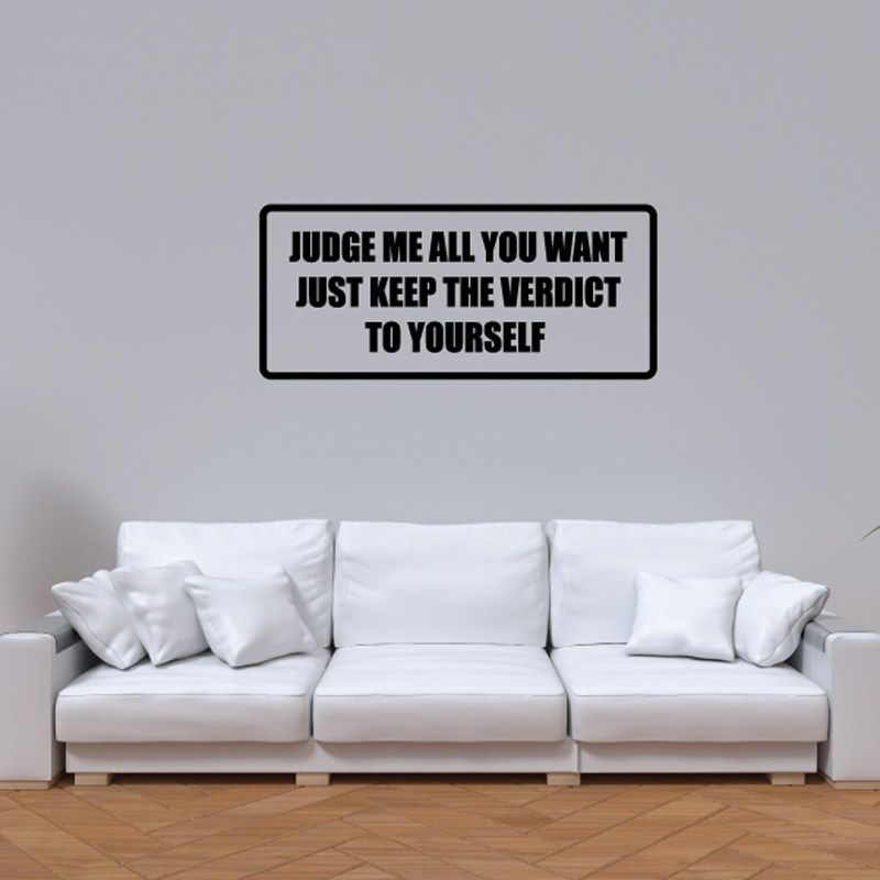 Black wall decal with bold text in a rectangular outline