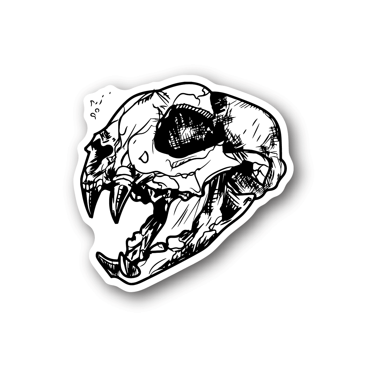 Skull vinyl sticker with black-and-white detailed jaw and teeth