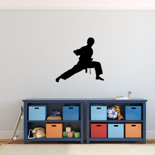 Karate wall decal vinyl with black martial arts fighter silhouette