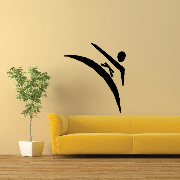 Karate wall decal vinyl sticker, black martial arts figure silhouette